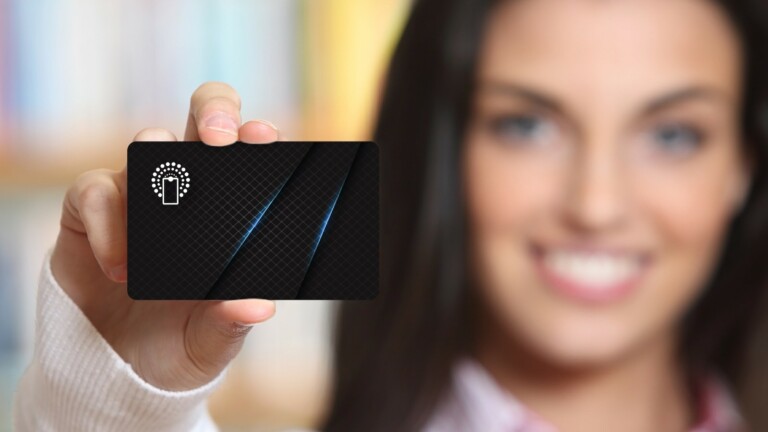 BitSignal Touchless Business Card has a cyber-themed mesh design and works with a tap