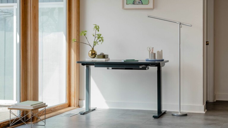 Branch Duo Frameless Standing Desk empowers work with an easy-to-assemble design