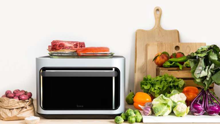 Brava Glass smart countertop oven has a glass window for an immersive cooking experience