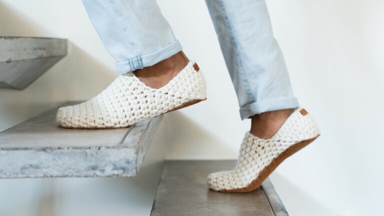 Kingdom of Wow Sustainable Barefoot Indoor Footwear is hand-crocheted from wool & bamboo