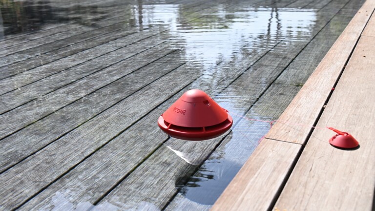 Lifebuoy BCone smart floating pool safety alarm system boasts a loud alarm on both units