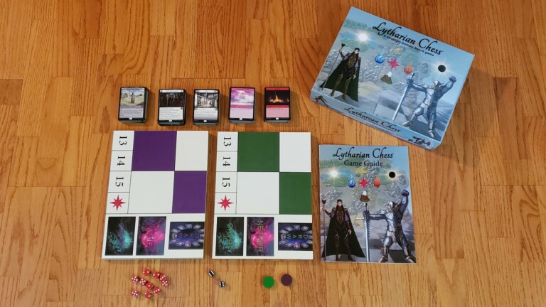 Lytharian Chess strategic fantasy board game uses cards that move around like chess pieces