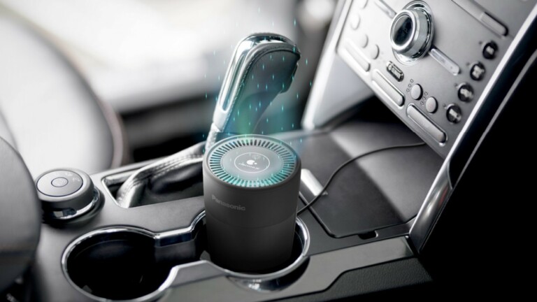Panasonic Automotive nanoe X portable air purifier cleans the air in your vehicle’s cabin