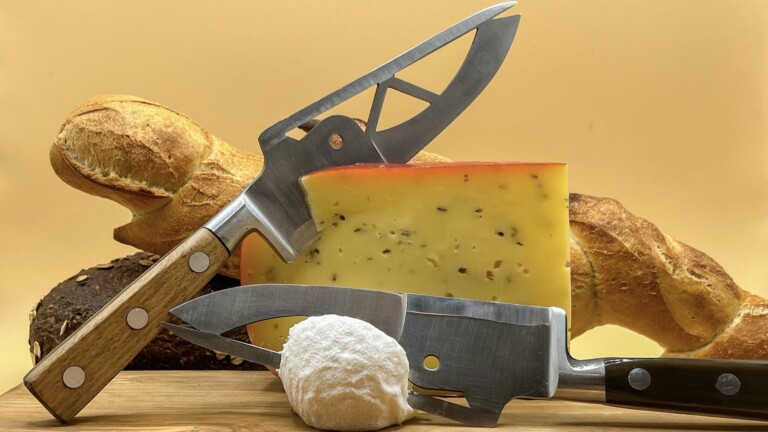 Revel cheese knife has a solid design that can cut, slice, and saw all different kinds