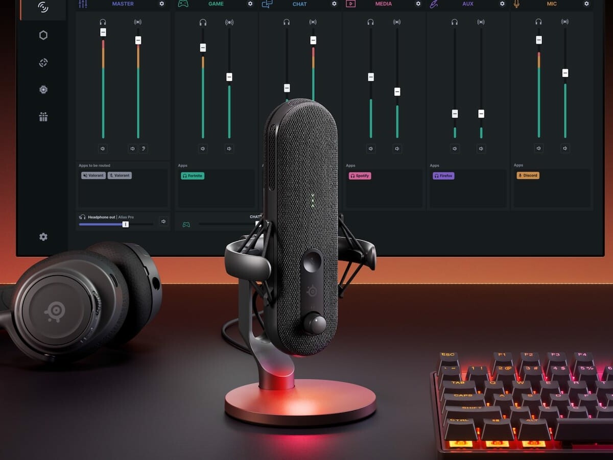 SteelSeries Alias USB-C condenser mic captures a wide vocal range with its large capsule`